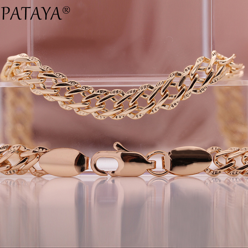 PATAYA花边585玫瑰金真金保色电镀波纹铜链精致意大利手链项链配详情2