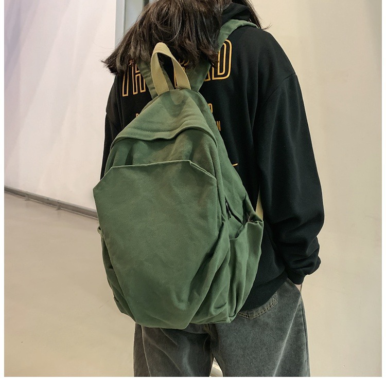 书包女休闲复古耐磨帆布双肩包男女日系大学生简约百搭旅行背包男详情15