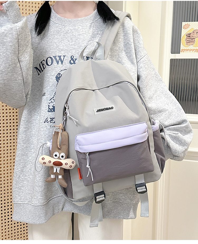 跨境新款学院风百搭双肩包初高中学生上课书包撞色洋气轻便双背包详情17