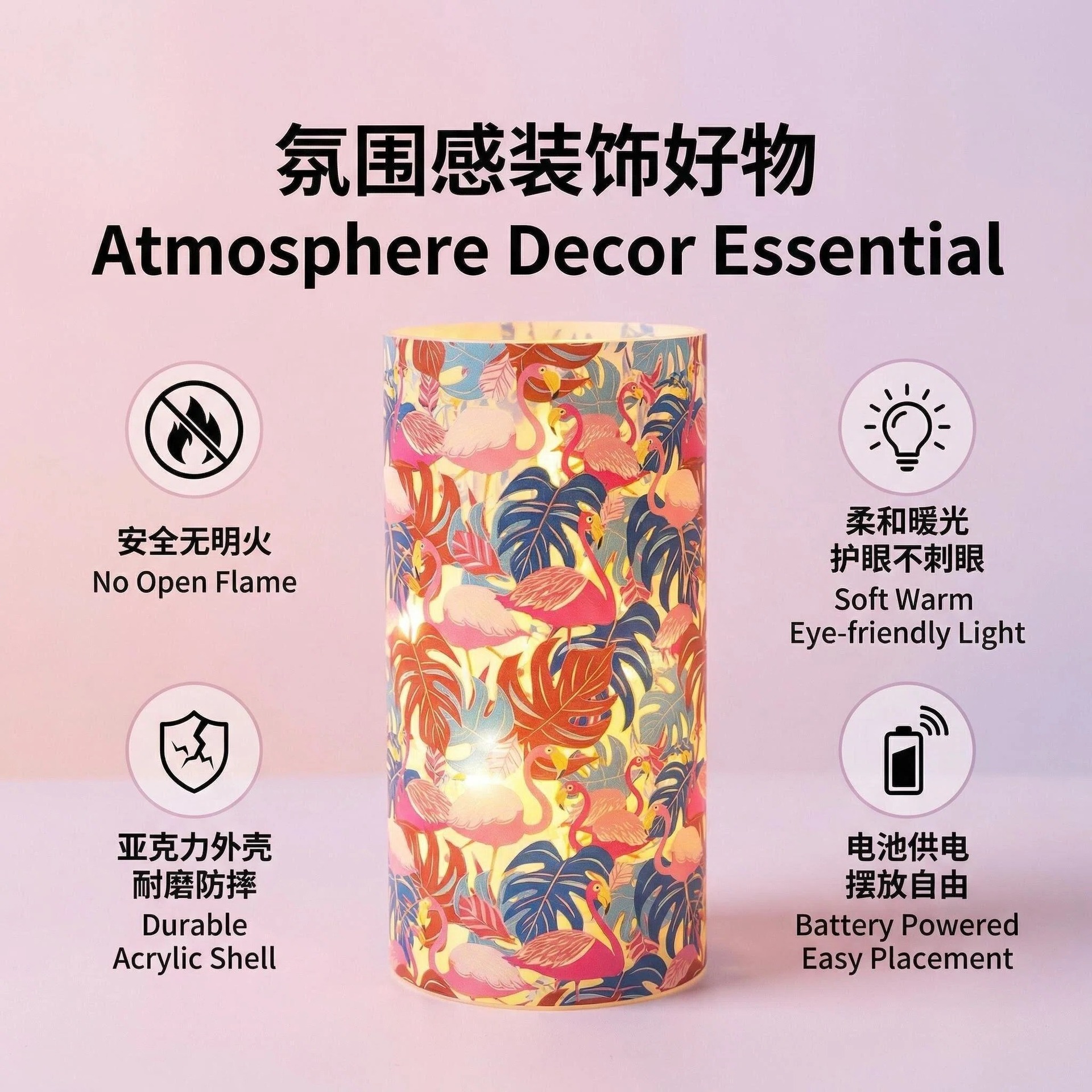 Uv-printed new crane replaceable pattern luminous decorative candle 7.5 electronic candle factory direct sales pic 2