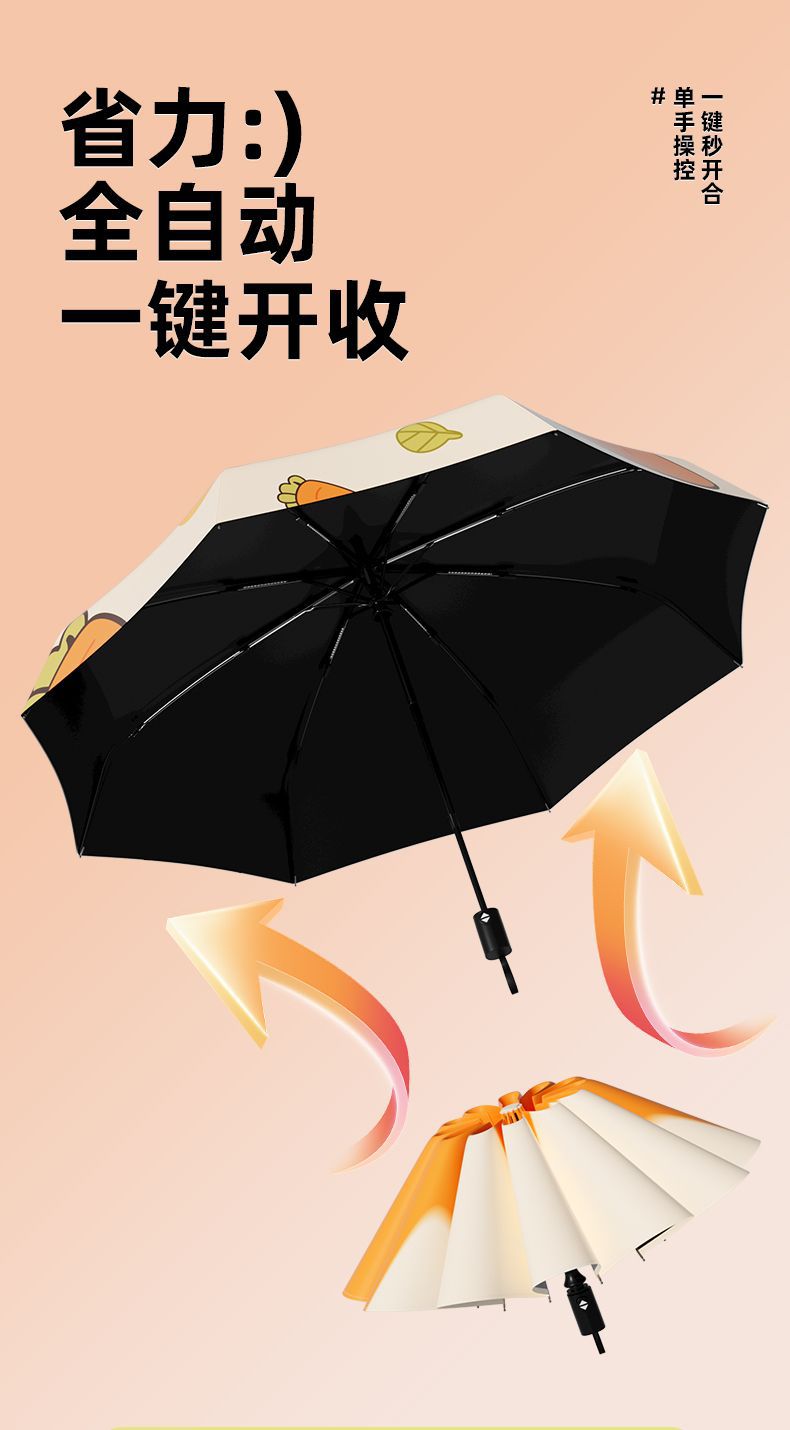 全自动遮阳雨伞晴雨两用便携折叠伞学生黑胶款防晒迷你太阳伞详情9