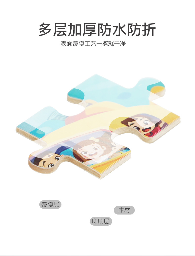 24 pieces of wooden cartoon animal dinosaur flat wooden large jigsaw puzzle for children, educational toys for boys and girls pic 10