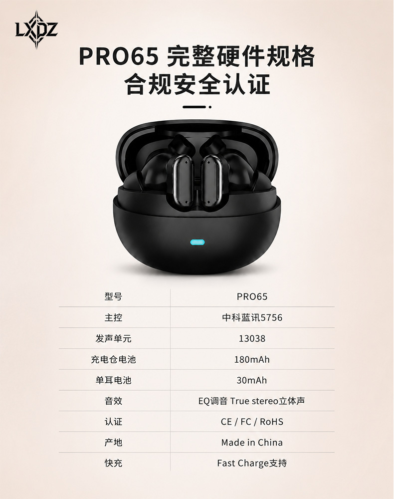 Short-handled true wireless PRO65 Bluetooth headphones, in-ear for men and women's sports, ultra-long battery life, noise-cancelling mini LXdZ pic 15