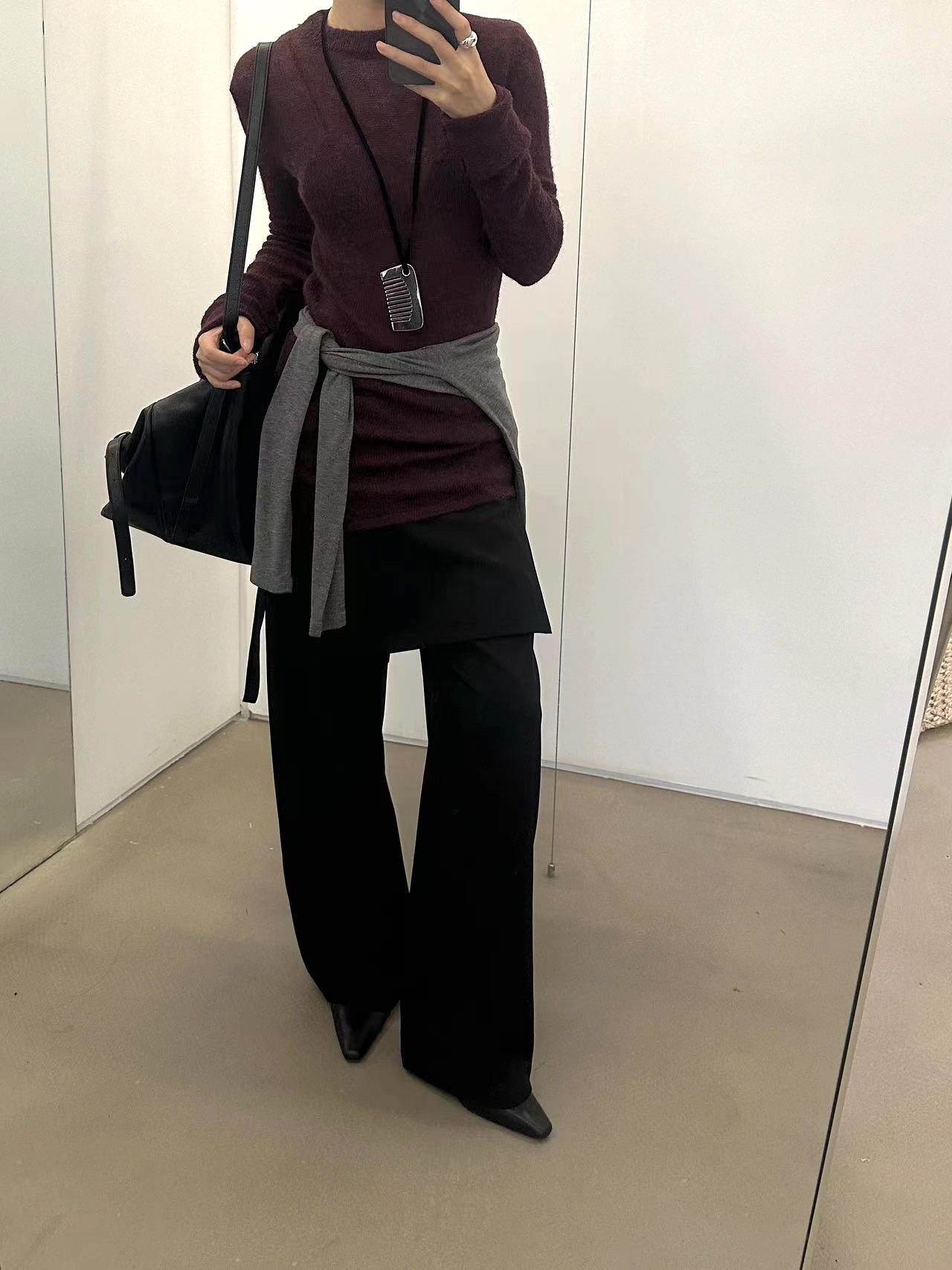 超薄羊毛修身打底衫~2024新款安静灰秋冬百搭混纺显瘦毛衣女5S20详情11