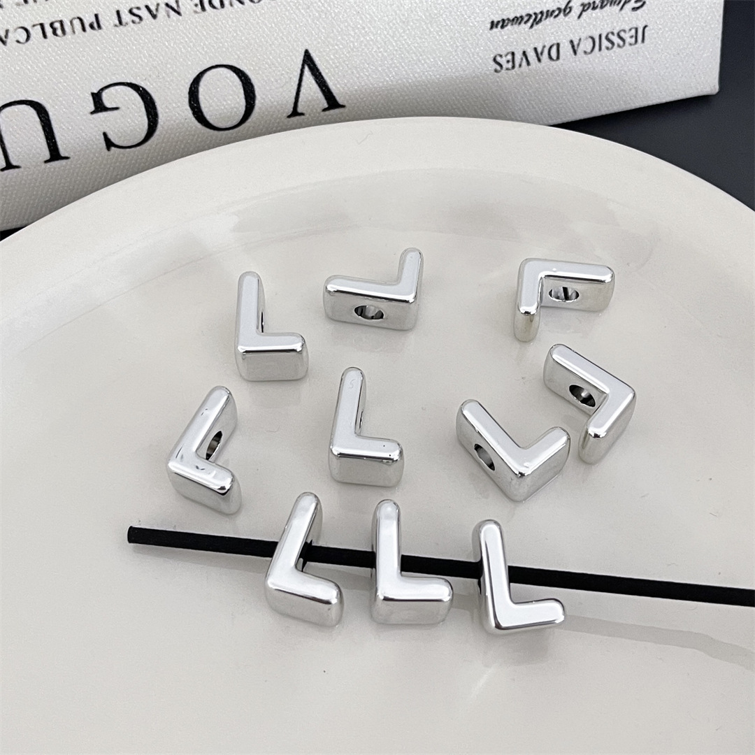 diy acrylic silver large-hole letter beads jewelry accessory package, hanging mobile phone chain accessory, stringing beads, scattering beads pic 17