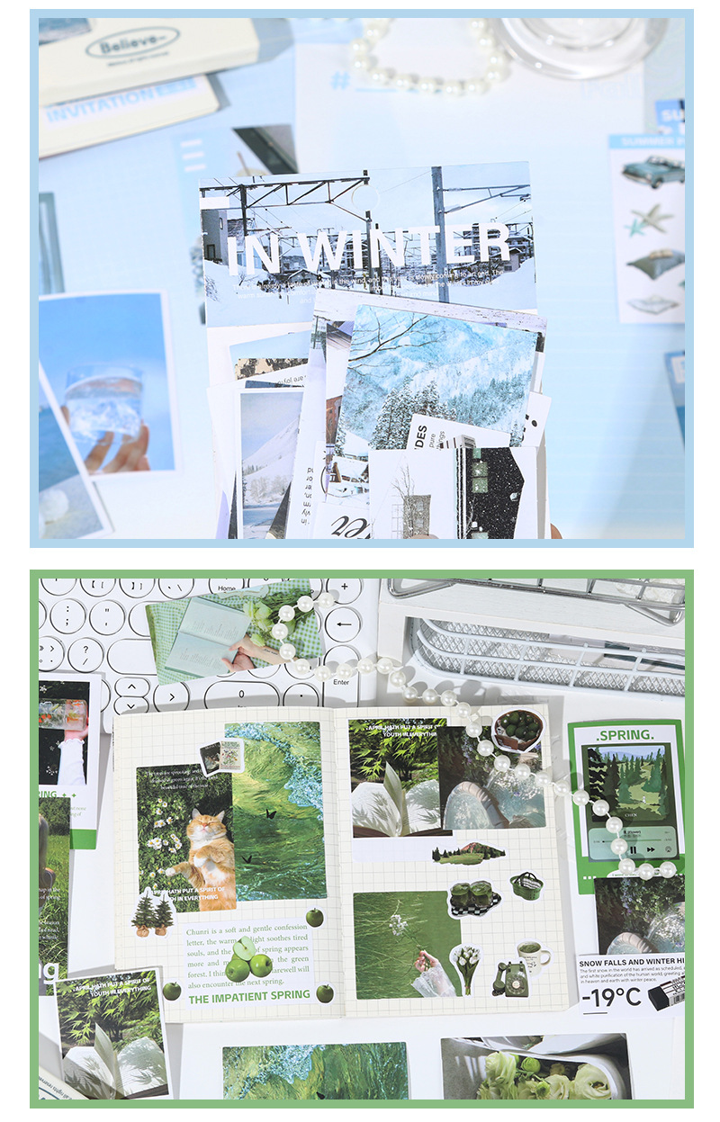 鑫奇新 50张四季予你贴纸包 春夏秋冬韩系浪漫装饰手账痛包素材包详情10