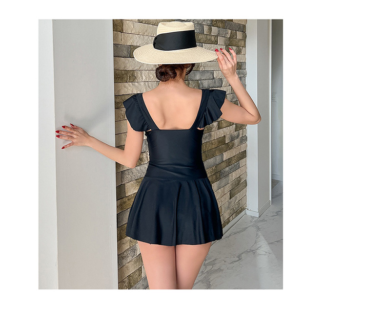 2025新款游泳衣女士遮肚显瘦连体裙式钢托聚拢学生保守泡温泉泳装详情15