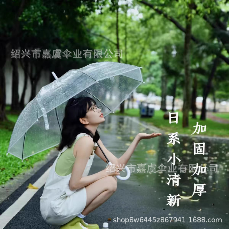 直骨伞透明伞产品厂家批发LOGO长柄伞广告女生雨伞透明透明雨伞详情8