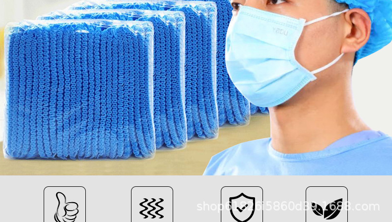 一次性无纺布民用条形帽厨房工作车间食品加工防尘帽透气头套厂家详情2