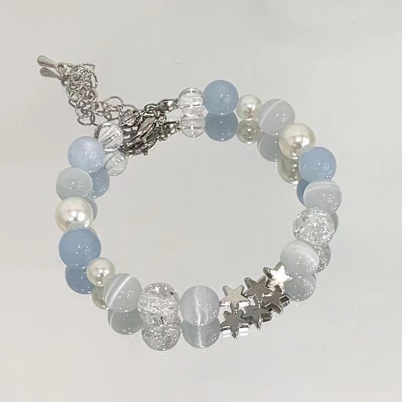 【 Star Sea 】 Starry Blue beaded pearl bracelet, a niche design for women with a forest-themed high-end feel. A perfect gift for your best friend pic 2