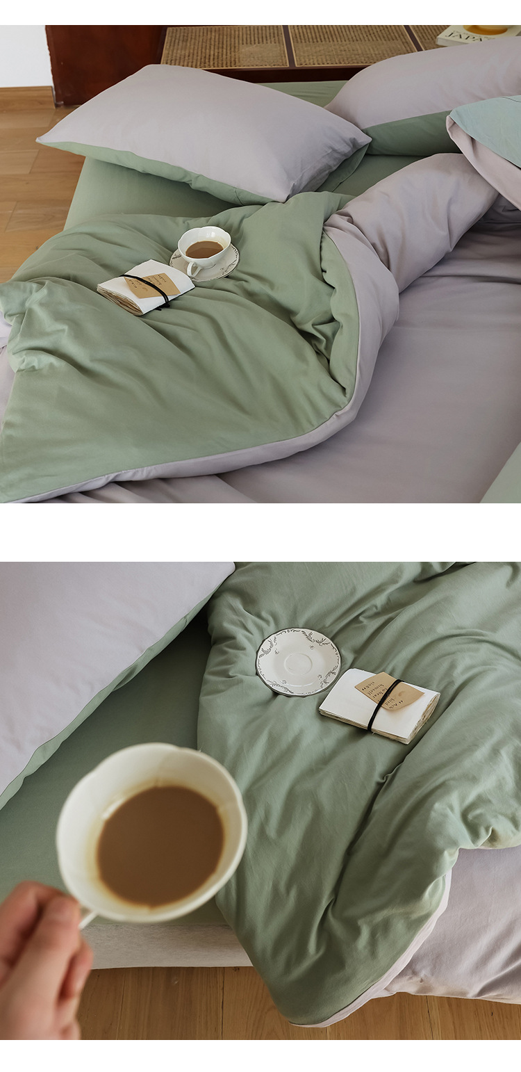 Class A baby-grade super soft knitted cotton pure cotton four-piece set for sleeping naked, Japanese-style Muji pure cotton Tianzhu cotton solid color quality product pic 17