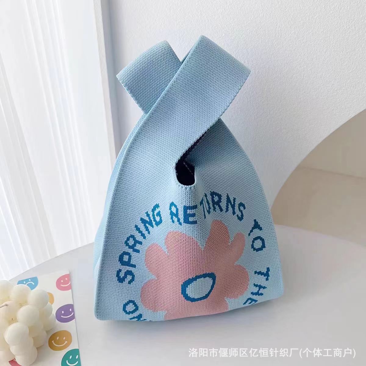 女士针织包多巴胺小包包手机包托特包针织包时尚卡通针织手提袋详情44