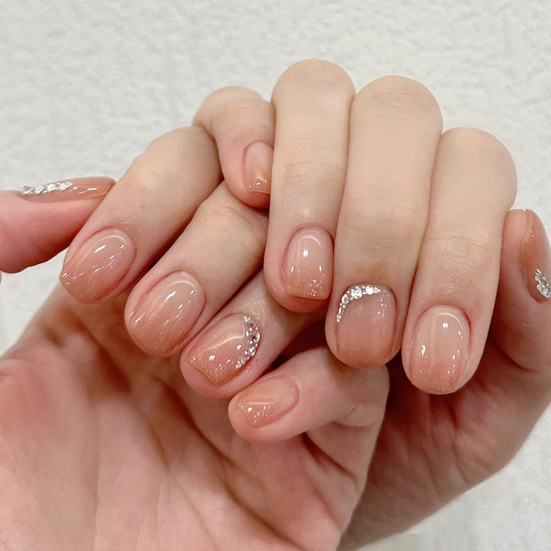 Wholesale of handcrafted wearable nails for Internet celebrities, medium and long heart-shaped diamond nail nail plates, nail patches, false nails, jelly glue pic 24