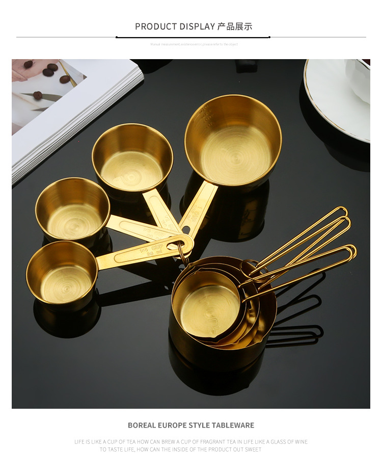 Cross-border 210 430 stainless steel graduated measuring cup set, baking coffee kitchen household four-piece measuring tool set pic 10