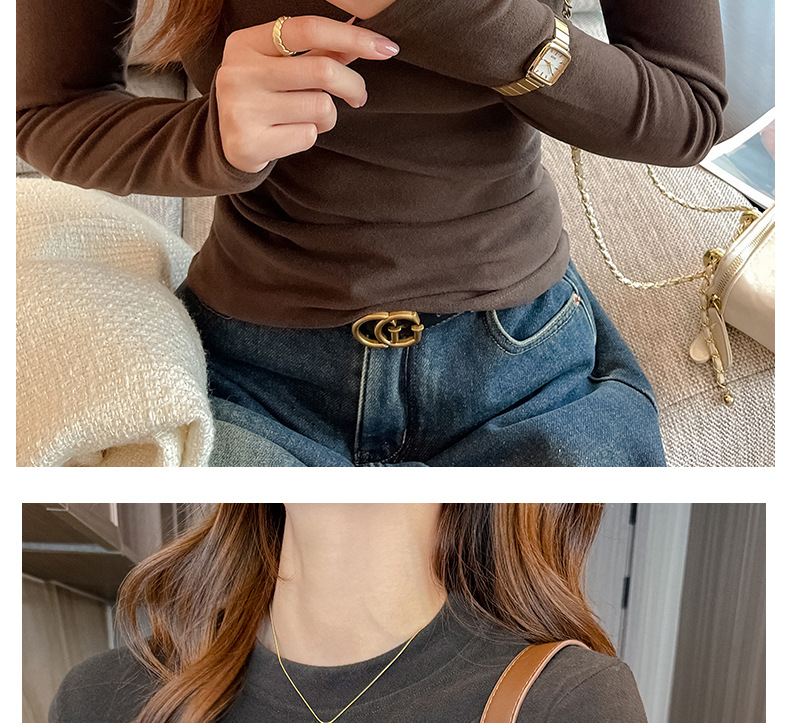 严选正肩打底衫女2025新款微米椰绒秋冬季打底内搭长袖高级感上衣详情27