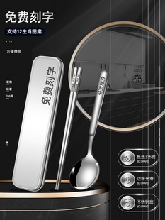 筷子勺子套装便携式学生上学食单人装一人用三件套高颜值餐具详情3