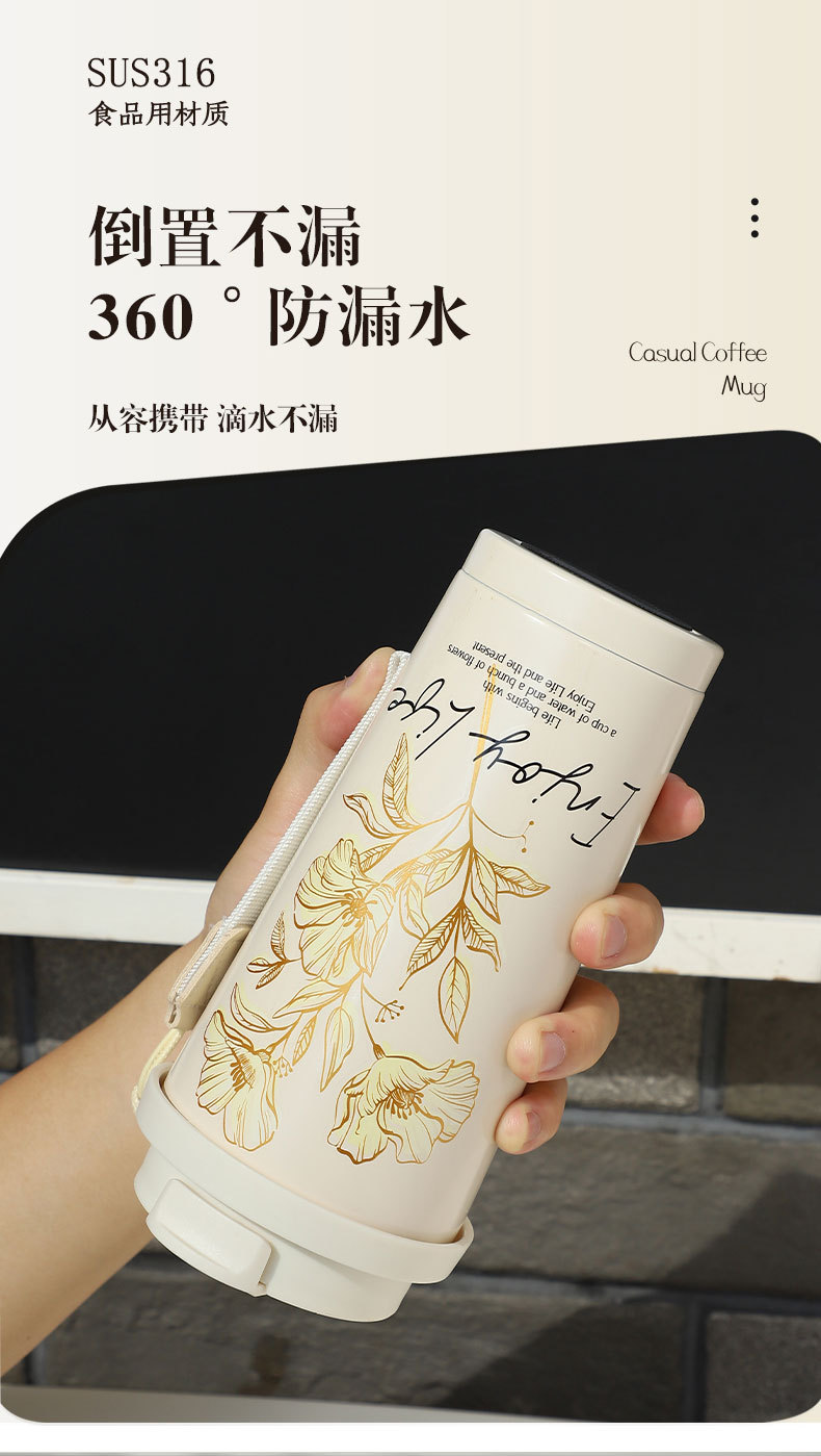 Customized coffee cups, large-capacity 316 stainless steel insulated cups, high appearance level portable double-drinking straw cups, gift water cups pic 12