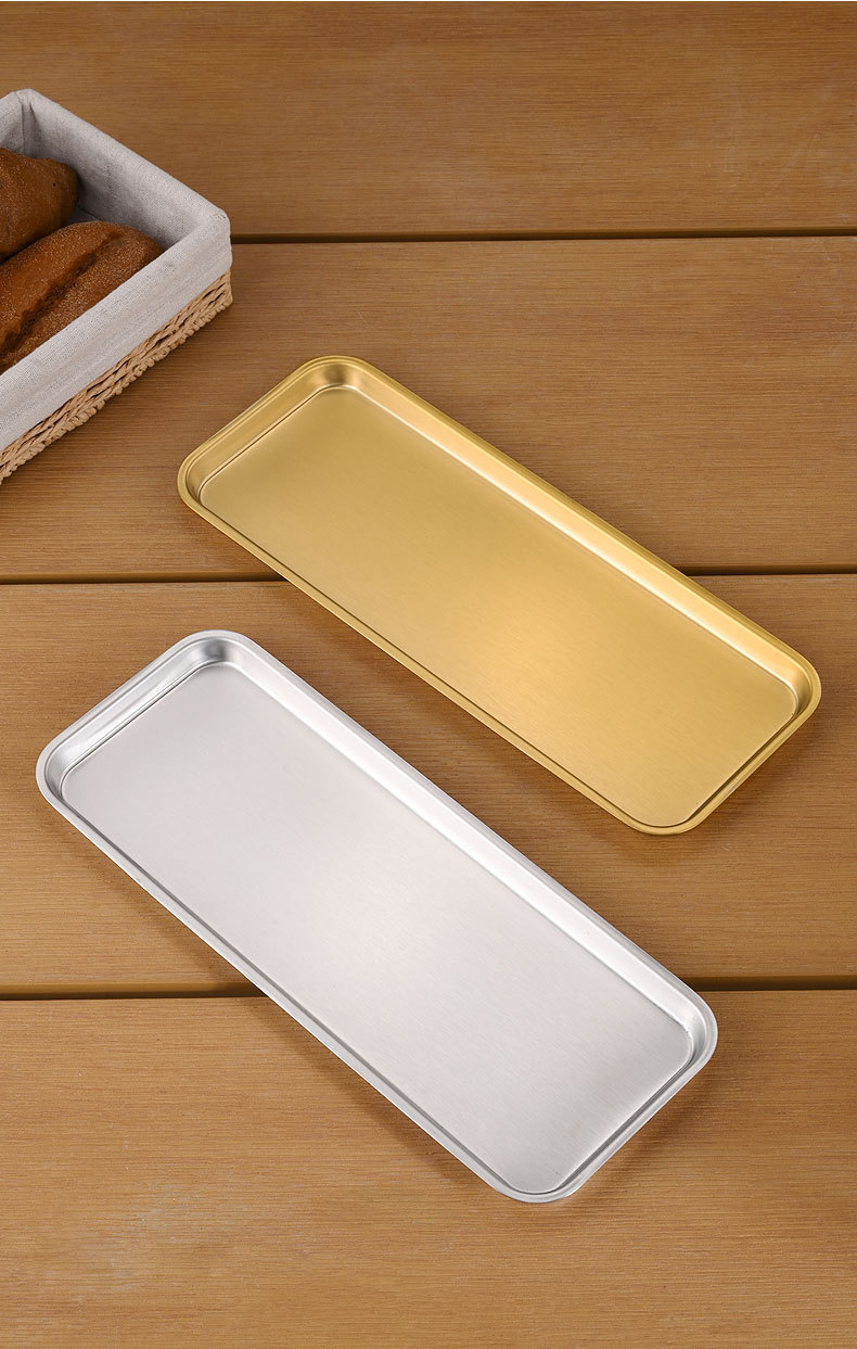 不锈钢韩式烤肉盘加厚长方形托盘浅盘小吃平底盘烧烤甜品蛋糕盘子详情16