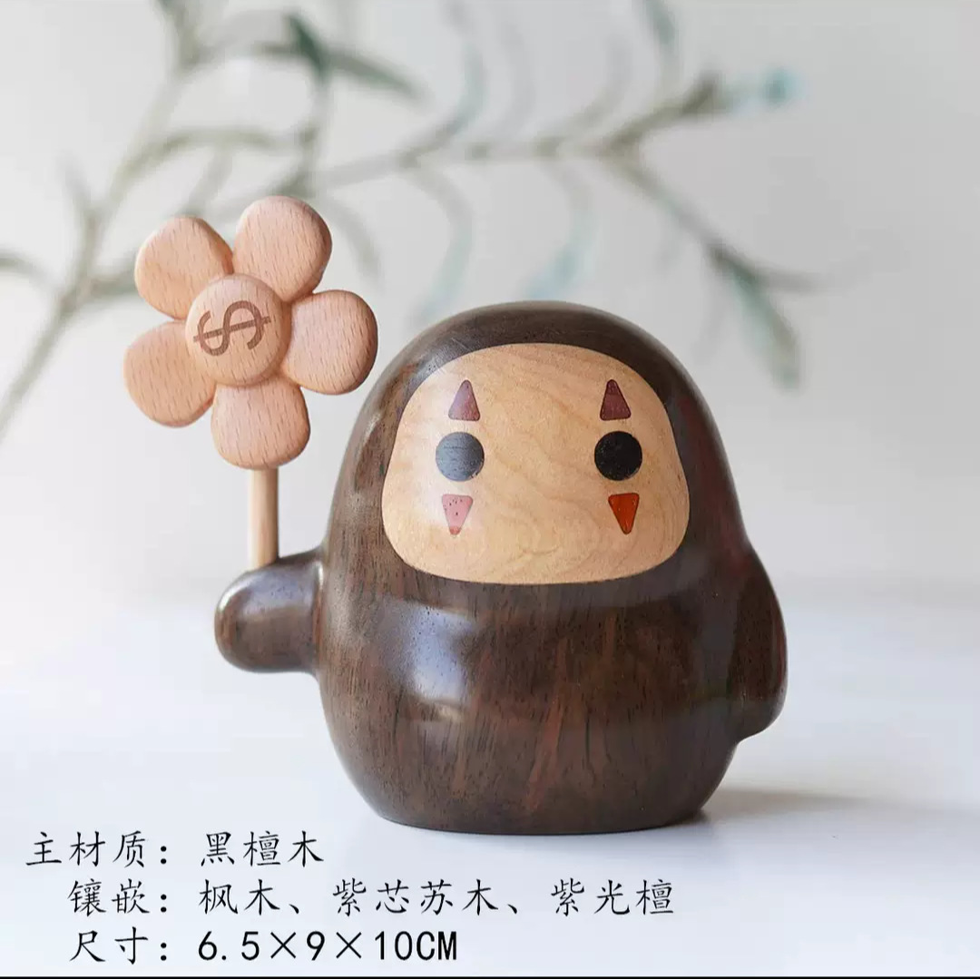 实木创意龙猫风车无脸男摆件情侣送礼客厅摆放装饰品卡通生日礼物详情27