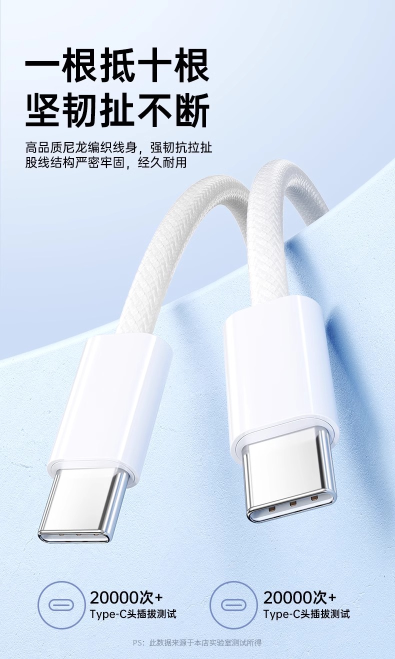 A 60W fast charging PD data cable with postal code weaving, suitable for Apple 15, Huawei dual Type-C, Honor CtoC charging cable pic 11