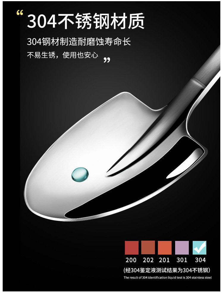 创意铁锹勺子不锈钢家用复古高档甜品吃西瓜专用调羹可爱铲子汤匙详情8