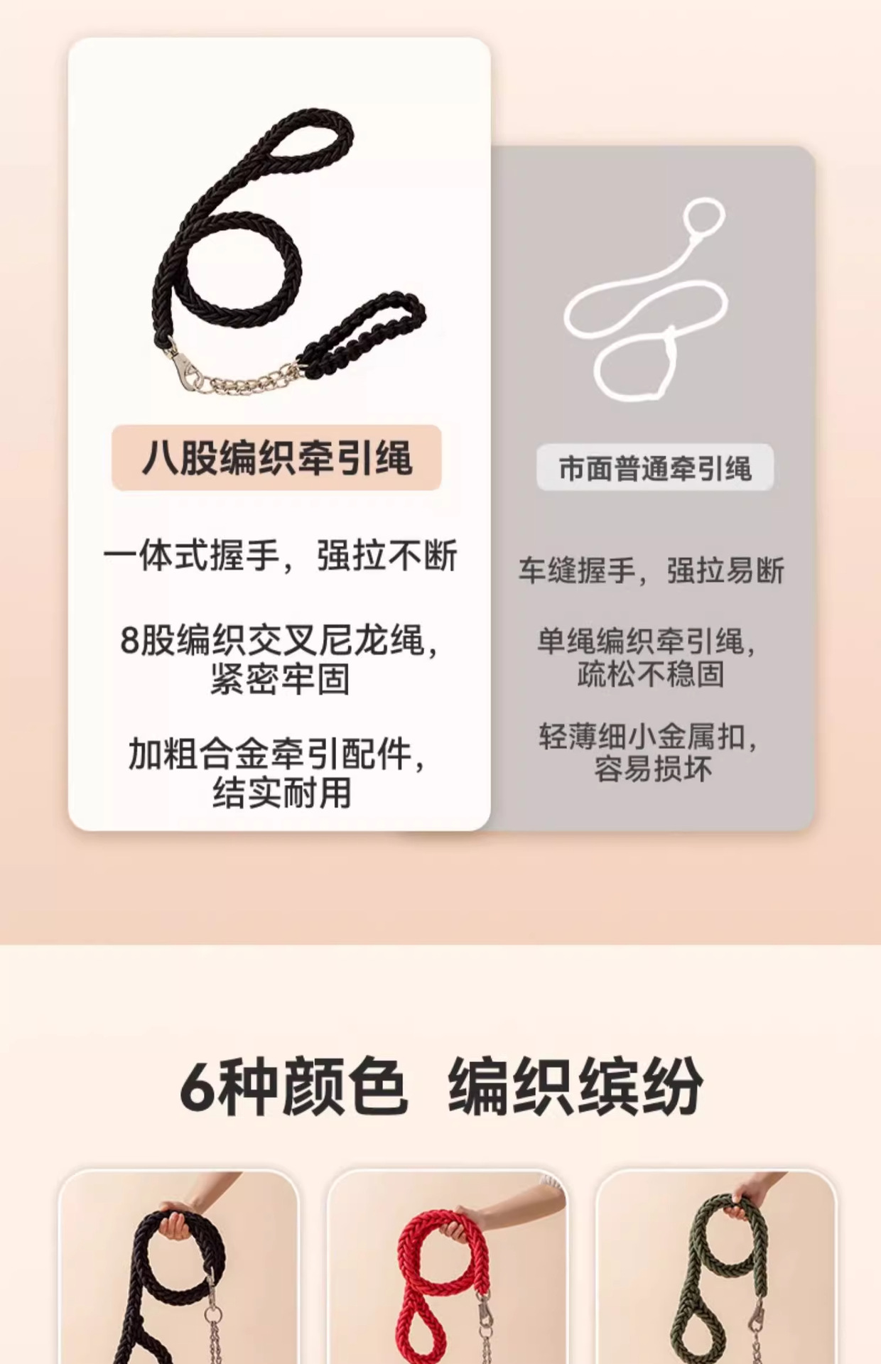 狗狗牵引绳中型大型犬金毛狗绳子拉布拉多狗链子狗脖圈狗项圈p链详情23