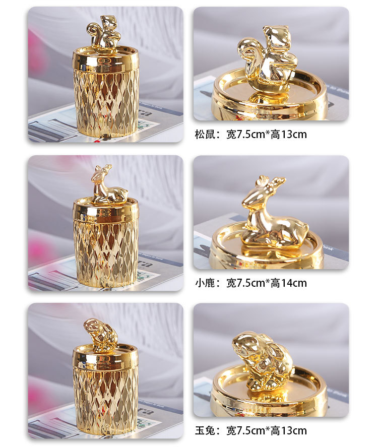 Ceramic handicrafts, animal gold storage sealed storage jar, candle fragrance jar, decorative items, home jewelry display box pic 8