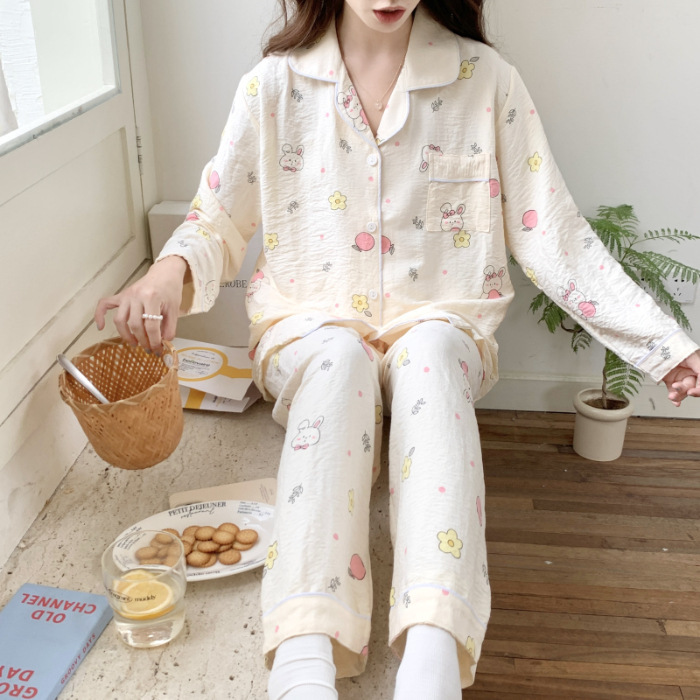 Spring new Cloud cotton Korean InS-style long-sleeved pajamas for girls, sweet and cartoonish, cute student home wear set pic 32