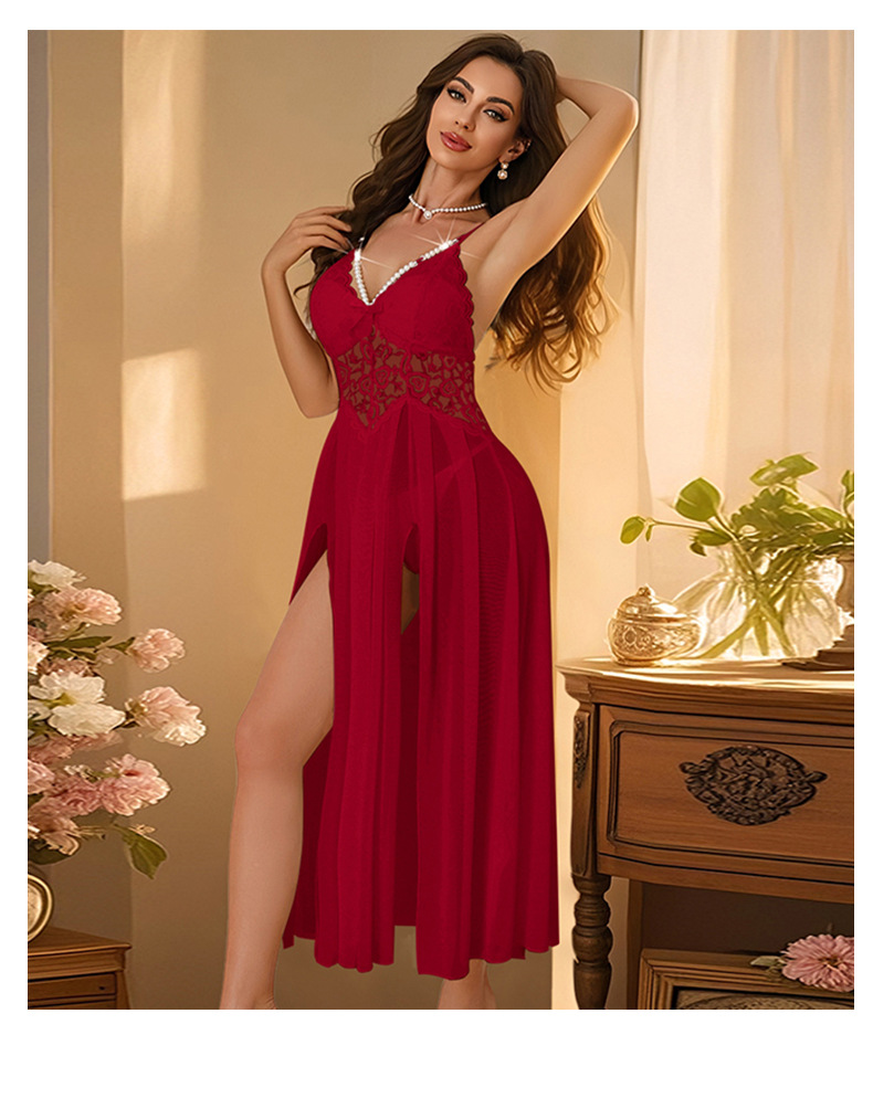 Feiyun Sexy Solid color Pure Desire Seductive pajamas Hot Mesh lace Passionate Seductive Lady halter nightdress 898 pic 18