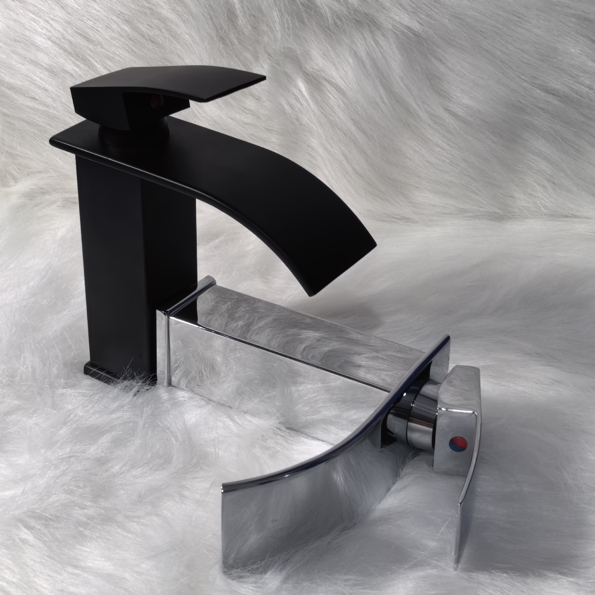 黑色瀑布洗脸盆水龙头洗手盆卫生间厕所台上面盆台盆龙头一件起批详情11