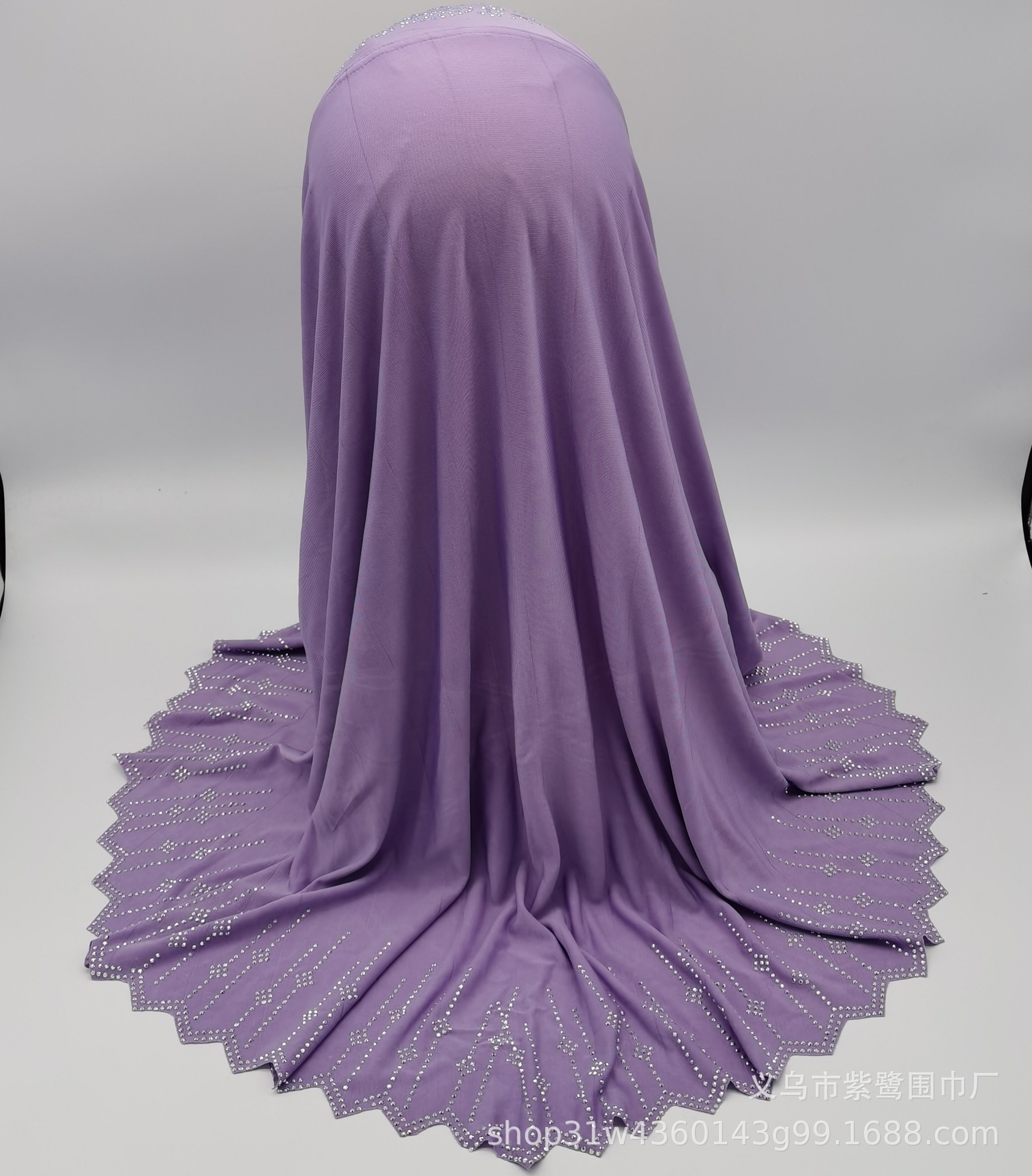 跨境货源水晶麻几何图烫钻激光边女式时尚包头帽头巾帽详情23