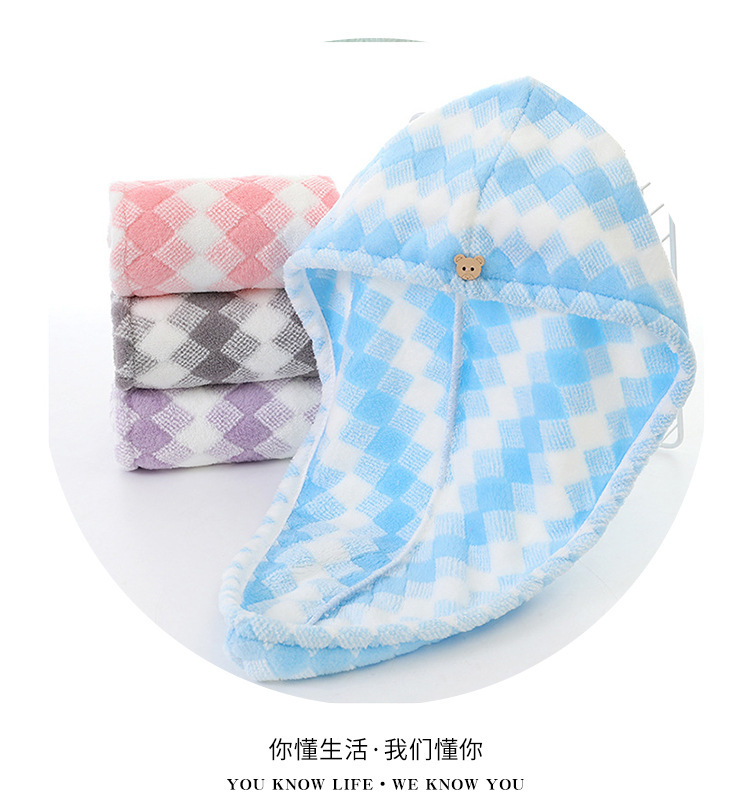 【 Chi Jia 】 Coral Fleece dry hair cap, Absorbent shampoo towel, Hair drying headscarf, cute shower cap, dry hair towel pic 12