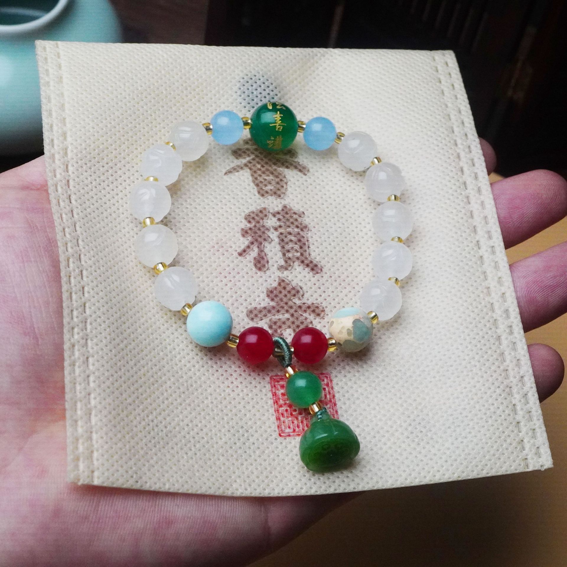 法喜金丝玉白玉菩提莲花手串新中式南瓜莲花莲蓬寺庙文创佛珠手链详情2