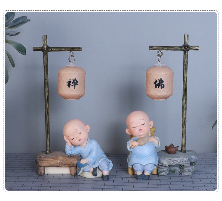 批发少林功夫小和尚摆件茶宠摆设创意禅意中式可爱客厅桌面装饰品详情12