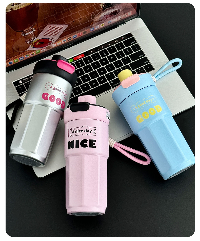 ins style flower language portable insulated cup, female stainless steel high appearance level student 316 water cup, insulated tea-water separation cup pic 29