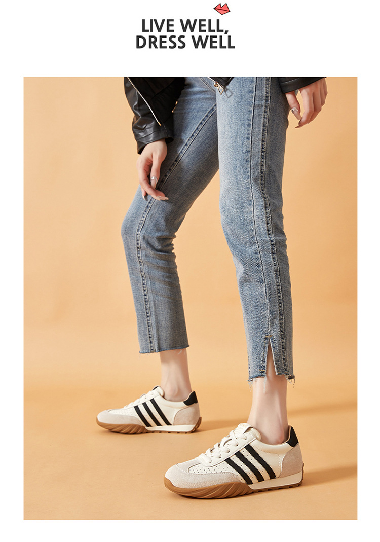 蜜蜂一狼旗舰店高端秋季德训女鞋休闲真皮运动阿甘鞋透气女士潮鞋详情14