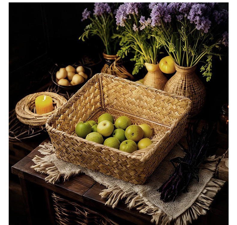 手工编织桌面收纳筐洗漱护肤化妆用品整理篮茶几遥控器钥匙收纳筐详情15