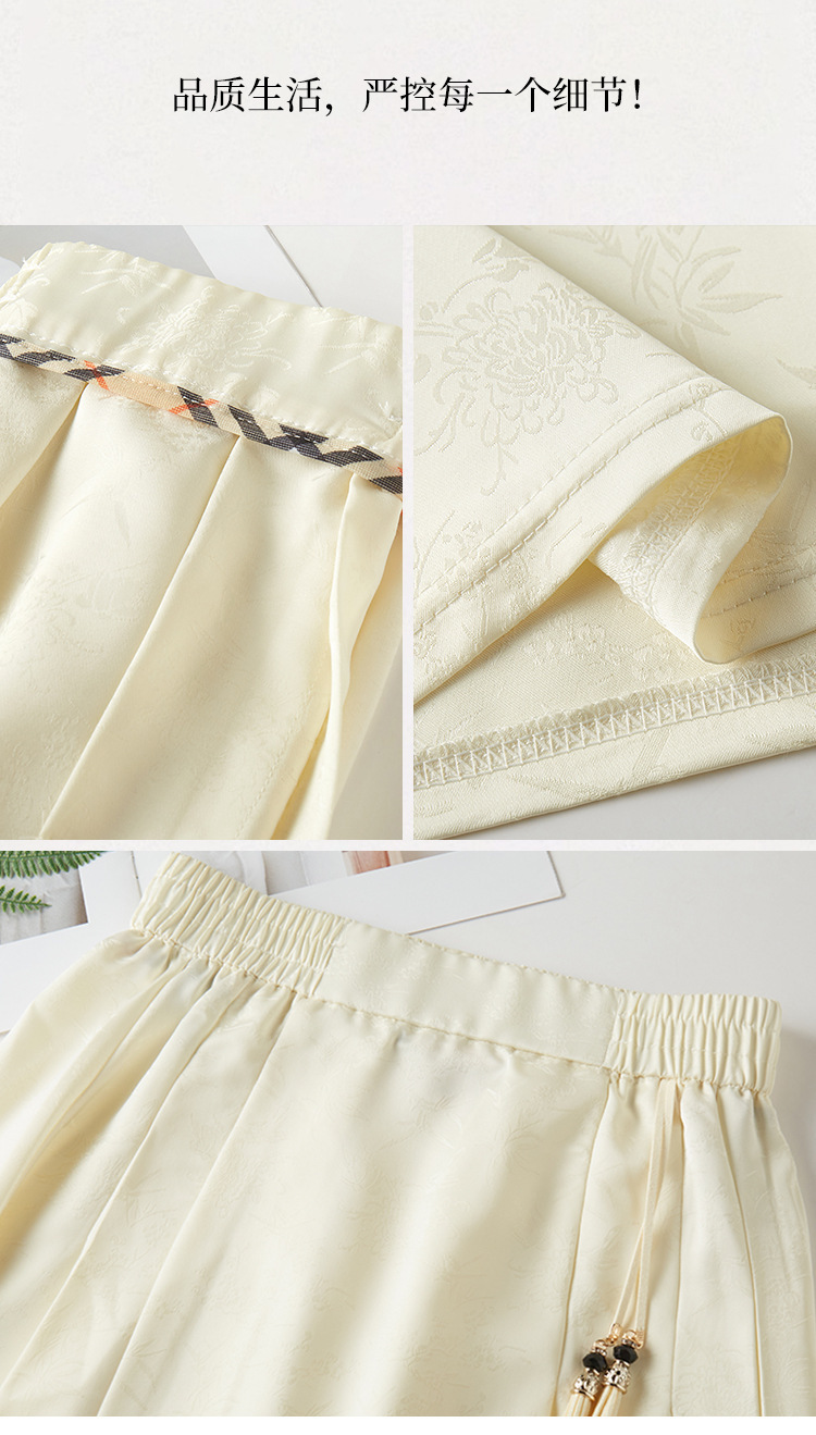 New Chinese-style satin skirt for women in spring and summer, gentle, high-waisted, slimming, large swing, retro jacquard, Chinese-style horse face skirt, Chinese trend pic 11