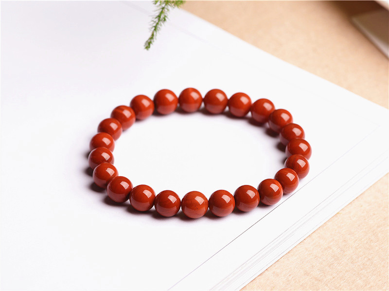 Jiuya Crystal Natural Nan Hong Agate Loose Bead Bracelet, Persimmon Red Agate Round Bead Bracelet Factory Direct Sales pic 5