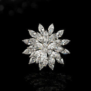 A light luxury and high-end grey pearl camellia open ring, a copper alloy slightly inlaid zircon adjustable index finger ring pic 3