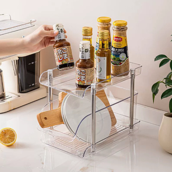 Transparent multi-layer kitchen storage rack, kitchen cabinet, drawer-type storage, seasoning rack, cabinet storage rack pic 3