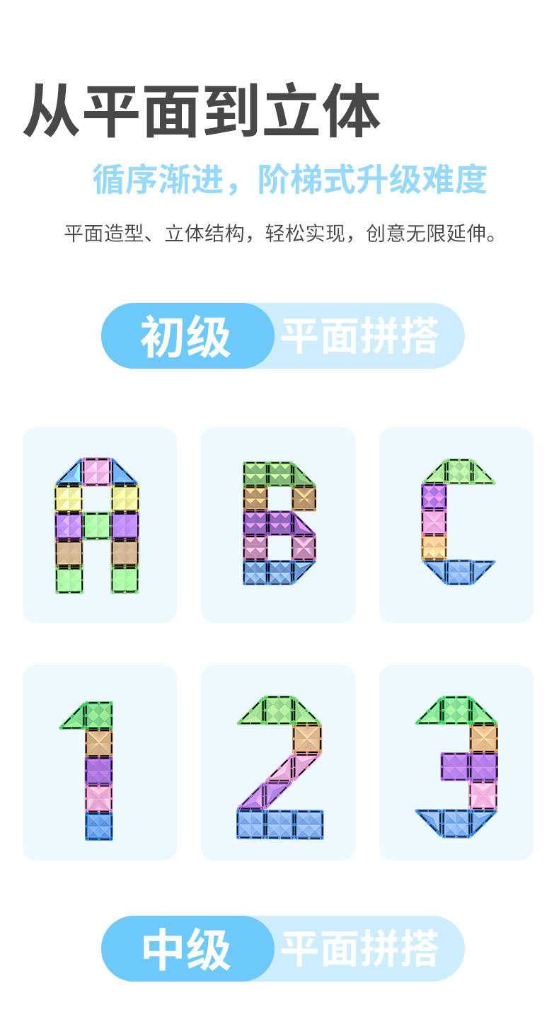 中号儿童彩窗磁力片积木拼装益智玩具磁铁男孩女拼图宝宝生日礼物详情4