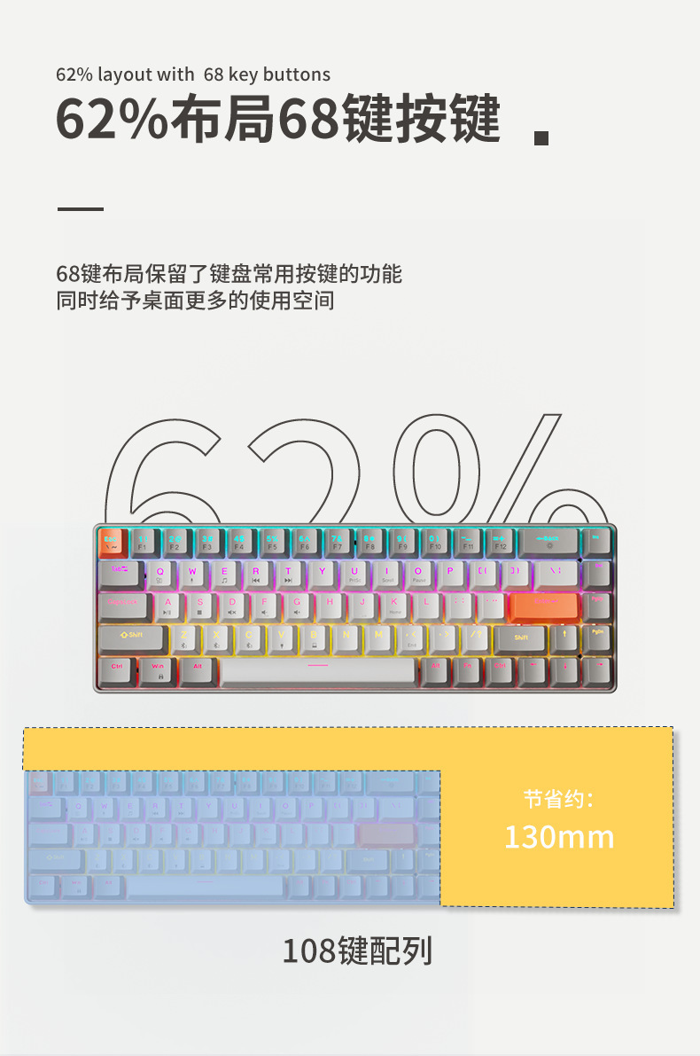 无线蓝牙三模复古机械键盘鼠标套装68键小型便携办公游戏详情7