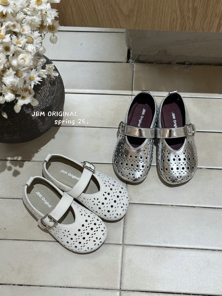 女童镂空韩版小皮鞋JBM春夏季新款银色公主鞋软底女孩玛丽珍鞋子详情7