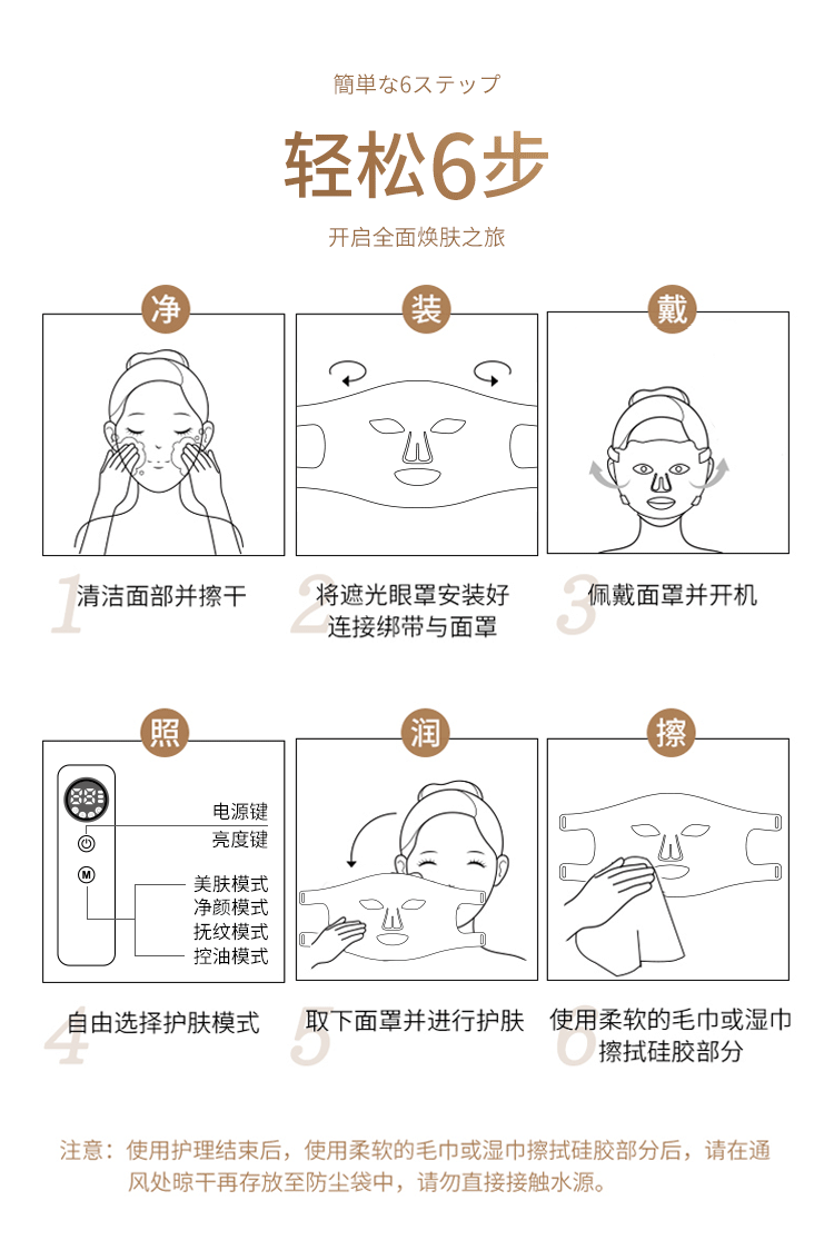 新款硅胶光疗面膜仪 家用LED光子嫩肤面罩红外彩光美容仪光子面罩详情16