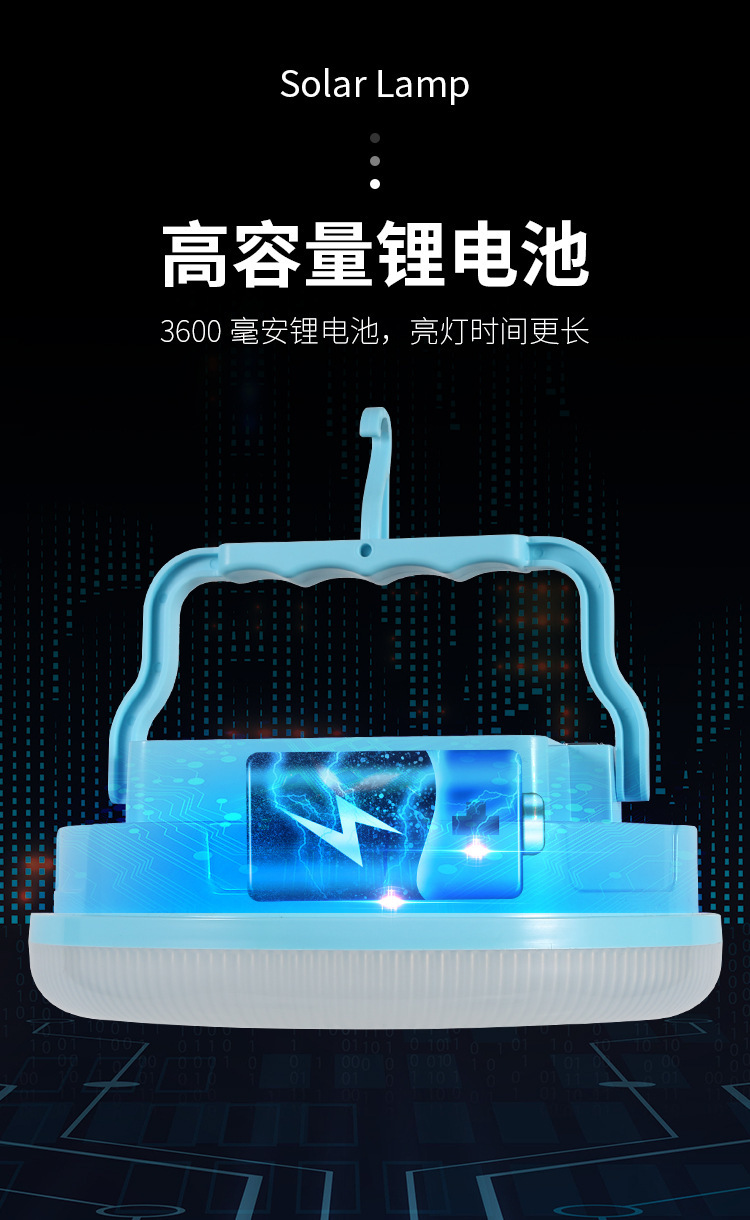 New solar-powered outdoor charging LED flying disc light, outdoor mobile garden light, emergency charging bulb in case of power failure pic 7