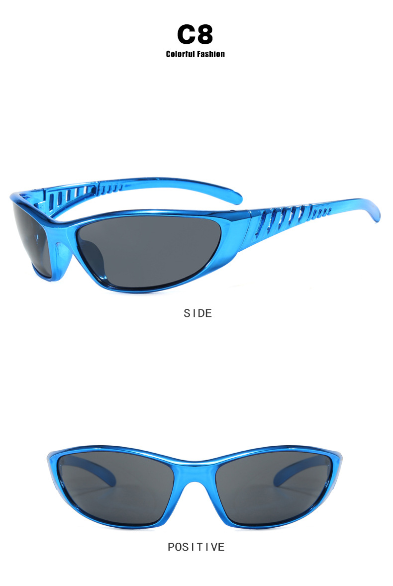 European and American futuristic tech sunglasses, Y2K millennium sunglasses, retro and high-end sunglasses for girls, street style for women pic 16