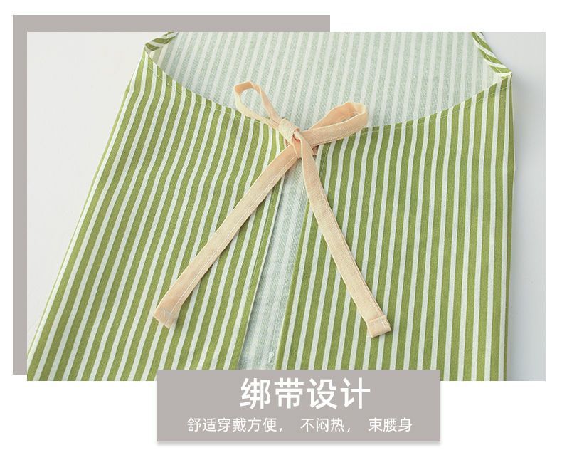 棉麻可调节条纹挂脖围裙薄款厨房家用做饭防油防污透气耐脏耐磨上班围腰新款时尚漂亮详情9