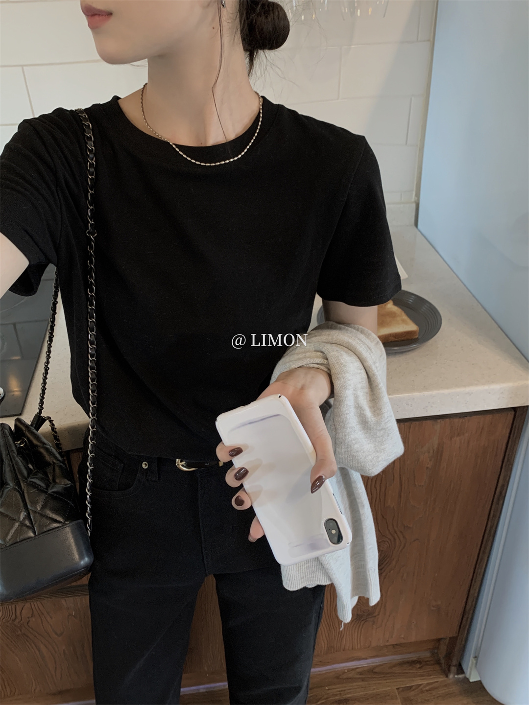 THE LEMON柠檬绿茶正肩磨毛短袖t恤女2024秋季新款百搭上衣打底衫详情50