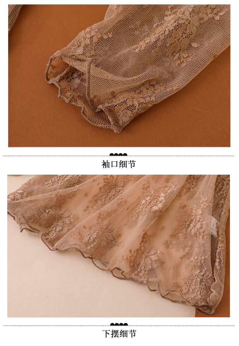 镂空蕾丝打底衫女2024春秋新款薄款半高领内搭网纱高级感上衣女装详情9